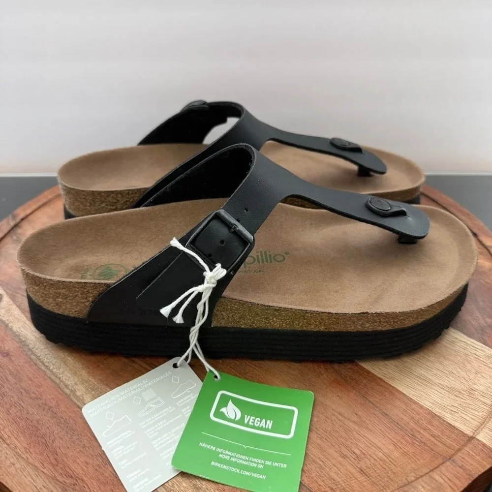 Birkenstock Papillio Gizeh‎ Platform EU 41 Mens 8 Womens 10 Vegan Black Sandals